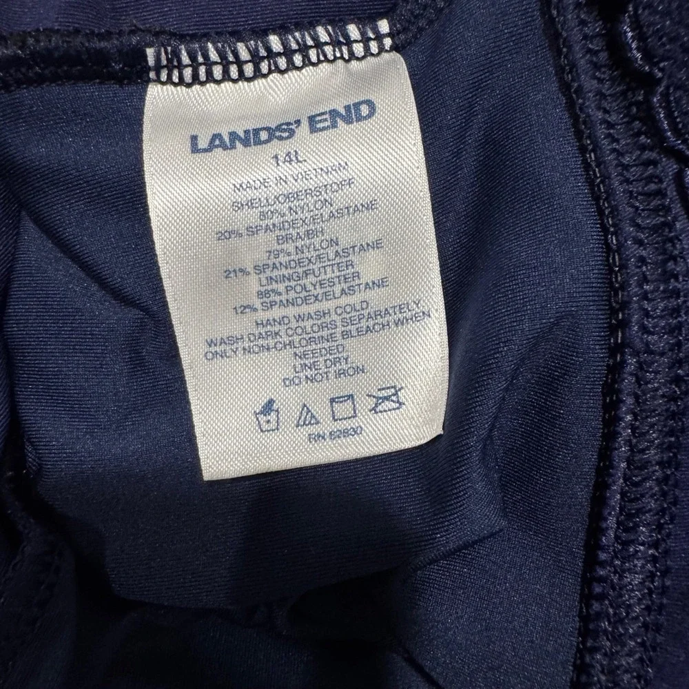 Lands End Tankini Swim Top Women 14L Navy Blue Excellent Underwire Ruched Twist - Picture 3 of 9